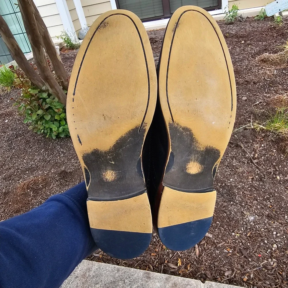 Johnston & Murphy 9.5 Cap Toe Dress Shoes Black‎ Leather Brogue Oxfords Work